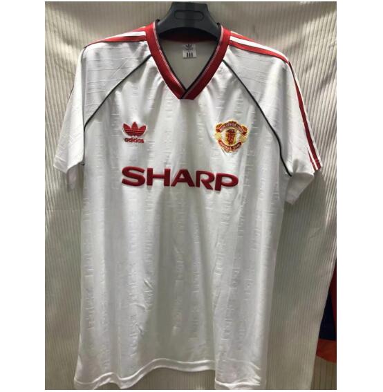 1988 Manchester United Retro Away White Soccer Jersey Shirt